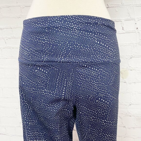 Zella High-Rise Cropped Athletic Leggings Women's Large Blue White Dot Print - Picture 2 of 9